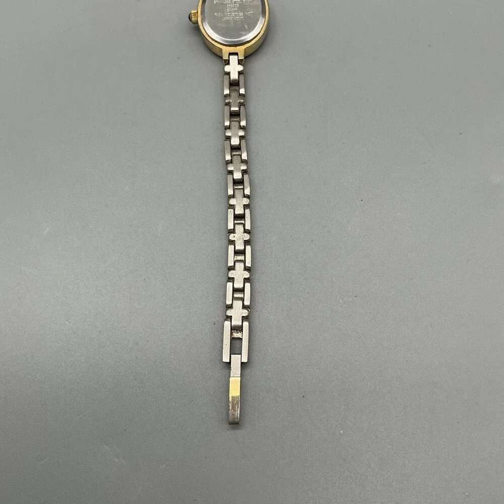 Gloria Vanderbilt Womens Watch 20mm White Dial Two Tone Oval New Battery 7.5